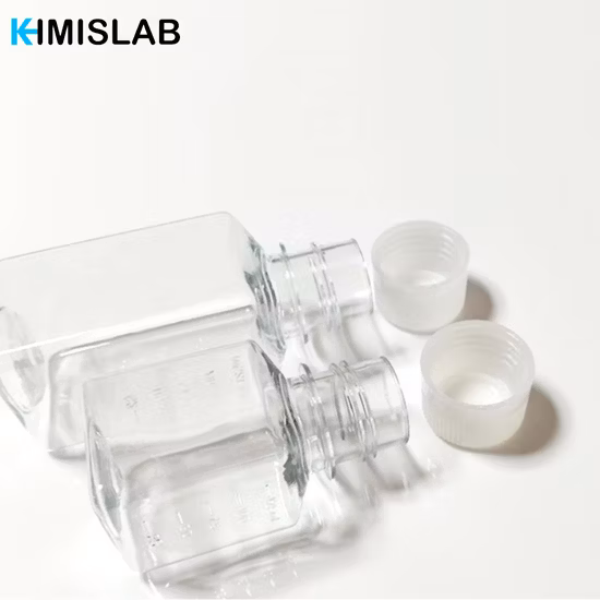 125ml 250ml 500ml 1000ml 실험실 용품 PTFE Nalgene Square 투명 플라스틱 화학 저장 배양 미디어 시약 병